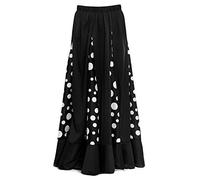 Falda Flamenca Mujer Negra con Quillas Lunares Blancos [Tallas Adulto S a XXL]【Talla L】 Ensayo Baile Danza Disfraz