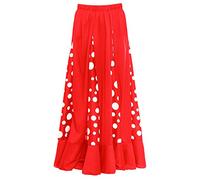 Falda Flamenca Mujer Roja con Quillas Lunares Blancos [Tallas Adulto S a XXL]【Talla M】 Ensayo Baile Danza Disfraz
