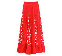 Falda Flamenca Niña Roja con Quillas Lunares Blancos [Tallas Infantiles 2 a 12 años]【Talla 4 años】 Ensayo Baile Danza Disfraz