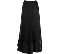Falda Flamenco Niña Español, Falda Ensayo Flamenco Largo Negro Rojo Volante Simple Volante Doble para Niña Falda Baile Danza Clase Fiesta (12 años, Negro Volante Doble)