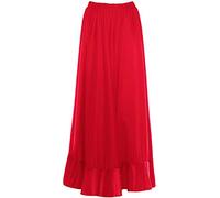 Falda Flamenco Niña Español, Falda Ensayo Flamenco Largo Negro Rojo Volante Simple Volante Doble para Niña Falda Baile Danza Clase Fiesta (8 años, Rojo Volante Simple)