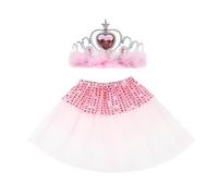 Falda genérica de media tutu danza clásica para niña con lentejuelas de tul y patchwork corona incluida 2T 7T traje de espectáculo falda de baile, rosa, 1-7 Años