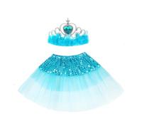 Falda genérica de media tutu danza clásica para niña con lentejuelas de tul y patchwork corona incluida 2T 7T traje de espectáculo falda de baile, azul, 1-7 Años