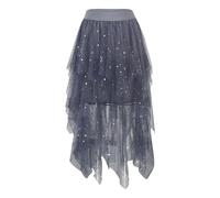 Falda genérica de tul para mujer, larga elástica irregular con lentejuelas estrelladas, disfraces de carnaval, vestido de noche brillante tutú baile clásico para fiesta, azul, M