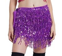 Falda genérica para mujer, danza oriental, lentejuelas, traje de noche, corto, vestido largo, mujer, flecos, cinturón brillante, traje de mujer, espectáculo árabe Belly Dance Clubwear sexy
