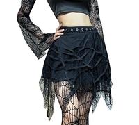 Falda Gótica Mujer Minifalda Sexy Corta Telaraña Encaje Flecos Oscuro Princesa Halloween Empalme Minifalda Cintura Eláatica Hip Hop Punk Vintage Carnaval Fiesta Tul Gótico Bruja Casuales Faldas