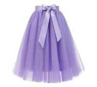 Falda hasta la rodilla, 6 capas, vestido de novia, vestido de fiesta, vestido de graduación, disfraz de carnaval, morado, L