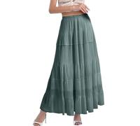 Falda Irregular Arco Iris Mujer Gasa Blanca Faldas Máximas Fluidas Boho Verano Cintura Elástica Plisada Una Línea Falda Larga Para Mujeres, verde menta, M