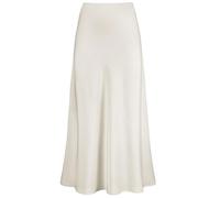 Falda larga de seda satinada para mujer, cintura alta, con volantes, acampanada, dobladillo de tulipán, atuendo elegante para fiestas y ocasiones informales, blanco, S