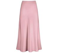 Falda larga de seda satinada para mujer, cintura alta, con volantes, acampanada, dobladillo de tulipán, atuendo elegante para fiestas y ocasiones informales, rosa, L