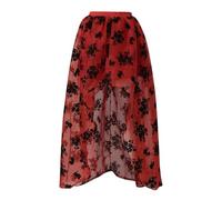 Falda larga de tul asimétrica para mujer, línea A, cintura alta, falda midi midi vintage larga festiva cóctel falda larga mujer steam punk disfraz slip enagua, O rojo., M