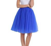 Falda larga de tul para mujer, longitud hasta la rodilla, tutú largo para adultos, en capas, para bailes de graduación, fiesta, falda midi, azul oscuro, XXL