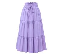 Falda larga mujer blanca algodón cintura elástica casual faldas plisadas elegante elegante una línea de verano fluido boheme color sólido para primavera y verano corte trapecio vestido maxi de trabajo