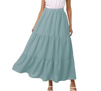 Falda Larga Mujer Cintura Elástica Faldas Acampanada con Bolsillos Laterales Falda Negra Elegante Casual para Verano Playa y Ocasiones Informales