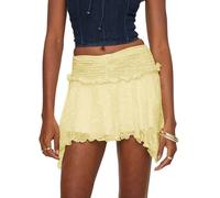 Falda Larga Mujer Midi, Faldas Mujer Verano Lunares, Encaje con Volantes Cintura Baja Plisada Suelta Estilo Slip Faldas Skirt Minifalda Falda Vaquera Falda Lunares