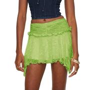 Falda Larga Mujer Midi, Faldas Mujer Verano Lunares, Encaje con Volantes Cintura Baja Plisada Suelta Estilo Slip Faldas Skirt Minifalda Falda Vaquera Falda Lunares