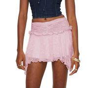 Falda Larga Mujer Midi, Faldas Mujer Verano Lunares, Encaje con Volantes Cintura Baja Plisada Suelta Estilo Slip Faldas Skirt Minifalda Falda Vaquera Falda Lunares