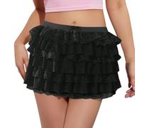 Falda Larga Mujer Midi, Faldas Mujer Verano Tenis, Pantalones Cortos con Volantes Cintura EláStica Encaje Lolita Pantalones Cortos con Lazo Delantera Microshorts Tipo Boyshort Faldas Skirt Falda