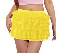 Falda Larga Mujer Midi, Faldas Mujer Verano Verano, Pantalones Cortos con Volantes Cintura EláStica Encaje Lolita Pantalones Cortos con Lazo Delantera Microshorts Tipo Boyshort Falda Faldas Skirt