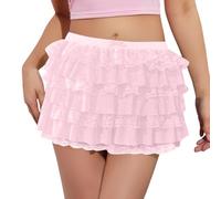 Falda Larga Mujer Midi, Faldas Mujer Verano Verano, Pantalones Cortos con Volantes Cintura EláStica Encaje Lolita Pantalones Cortos con Lazo Delantera Microshorts Tipo Boyshort Falda Faldas Skirt
