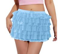 Falda Larga Mujer Midi, Faldas Mujer Verano Verano, Pantalones Cortos con Volantes Cintura EláStica Encaje Lolita Pantalones Cortos con Lazo Delantera Microshorts Tipo Boyshort Falda Faldas Skirt