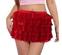 Falda Larga Mujer Midi, Faldas Mujer Verano Verano, Pantalones Cortos con Volantes Cintura EláStica Encaje Lolita Pantalones Cortos con Lazo Delantera Microshorts Tipo Boyshort Falda Faldas Skirt