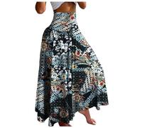 Falda Larga Mujer Midi, Faldas Mujer Verano Volantes, Bohemio con Cordones Estampado Florallarga Fluida Femenina Suelta Dividida Boho Faldas Skirt Falda Vaquera Minifalda Falda Lunares