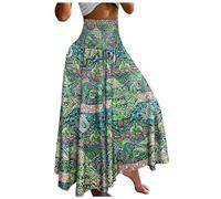 Falda Larga Mujer Midi, Faldas Mujer Verano Volantes, Bohemio con Cordones Estampado Florallarga Fluida Femenina Suelta Dividida Boho Faldas Skirt Falda Vaquera Minifalda Falda Lunares