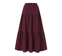 Falda Larga Mujer Vaquera, Faldas Mujer Verano Lunares, Primavera/Informal Cintura Alta AlgodóN Y Lino Plisada Suelta Media Longitud Faldas Skirt Falda Vaquera Minifalda Falda Lunares