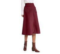 Falda Larga Mujer Verano - Falda Midi De Ante SintéTico para Mujer Corte A Cintura EláStica Y Bolsillos Delanteros OtoñO E Invierno