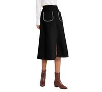 Falda Larga Mujer Verano - Falda Midi De Ante SintéTico para Mujer Corte A Cintura EláStica Y Bolsillos Delanteros OtoñO E Invierno