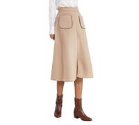 Falda Larga Mujer Verano - Falda Midi De Ante SintéTico para Mujer Corte A Cintura EláStica Y Bolsillos Delanteros OtoñO E Invierno