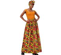 Falda larga para mujer, cintura alta, maxi casual, falda africana, estampado de Ankara, estilo bohemio