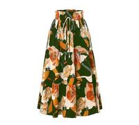 Falda larga para mujer, de verano, cómoda, elástica, de cintura alta, para vacaciones, acampanada, vestido de invitada de boda, verde, M