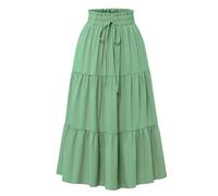 Falda larga para mujer, de verano, cómoda, elástica, de cintura alta, para vacaciones, acampanada, vestido de novia, verde menta, M