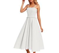 Falda larga para mujer estilo francés First Gentle Style Super Fairy Cintura adelgazante con tirantes, Blanco, XL