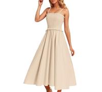 Falda larga para mujer estilo francés First Gentle Style Super Fairy Cintura adelgazante con tirantes, beige, XL