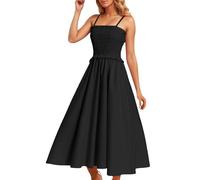 Falda larga para mujer estilo francés First Gentle Style Super Fairy Cintura adelgazante con tirantes, Negro , XL