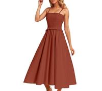 Falda larga para mujer estilo francés First Gentle Style Super Fairy Cintura adelgazante con tirantes, marrón, XL