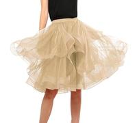 Falda larga para mujer, falda de malla, vestido de ballet, tutú, tuft, mi salvaje, beige, M