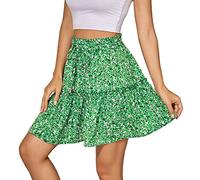 Falda larga para mujer, falda larga para verano, playa, falda larga, acampanada, holgada, informal, informal, estrecha, para fiestas, estilo bohemio, floral, hasta la rodilla, faldas largas, verde, M