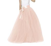Falda larga para mujer, ligera, ligera, elegante, para fiesta, princesa, con cintura elástica, falda de tul, monocolor, para carnaval, disfraz, tutú, c, Talla única
