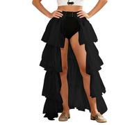 Falda larga para mujer, malla, tela de poliéster, traje de otoño, casual, fiesta, trabajo, viajes, para ocasiones informales, oficina, fiesta, vacaciones, Negro, Altoa única