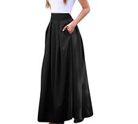 Falda larga primavera verano mujer faldas elegantes cintura alta acampanada fiesta maxi falda larga casual vacaciones sólido faldas