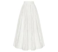 Falda Larga renacentista de Halloween con Volantes y Cintura Alta, Estilo Blanco, L