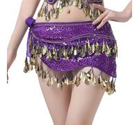 Falda Lentejuelas, Falda Bufanda De Cadera Con Flecos De Lentejuelas Para Baile Oriental Y Jazz Adornada Con Pompones Elegantes Ideal para Espectáculos Y Entrenamientos