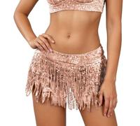 Falda Lentejuelas Mujer Faldas Cortas Vestido Paillettes con Franja Traje de Danza Latina Performance con Falda con Franja