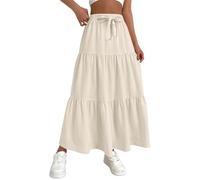 Falda media larga para mujer verano algodón elástico de cintura alta ligera falda plisada elegante una línea floral boheme impreso para primavera y verano corte trapecio vestido maxi de playa