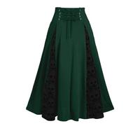 Falda medievale para mujer, fluida, falda de Halloween para mujer, talle alto, corte fluido, informal, con cordones, vintage, gótico renacentista victoriana, Steampunk, chic largo skirt para cosplay
