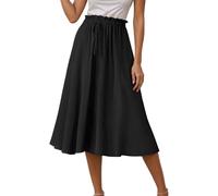 Falda midi de verano para mujer, cintura alta, informal, holgada, palazzo, línea A, falda larga para mujer, falda plisada de lana, elegante, cintura alta, cálida, Negro , S